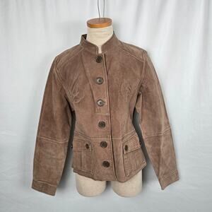 Rue21 Suede Leather Jacket Women's M Brown Button Down
